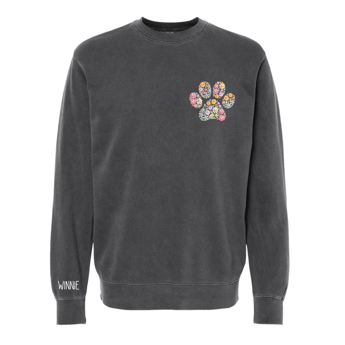 Floral Paw Print Embroidered Crewneck Sweatshirt (custom)