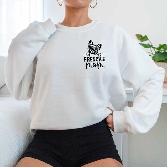 Frenchie Mom Embroidered Crewneck Sweatshirt