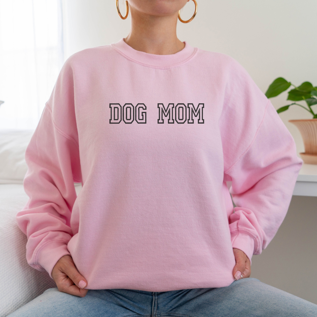 Dog Mom Embroidered Crewneck Sweatshirt (customizable)