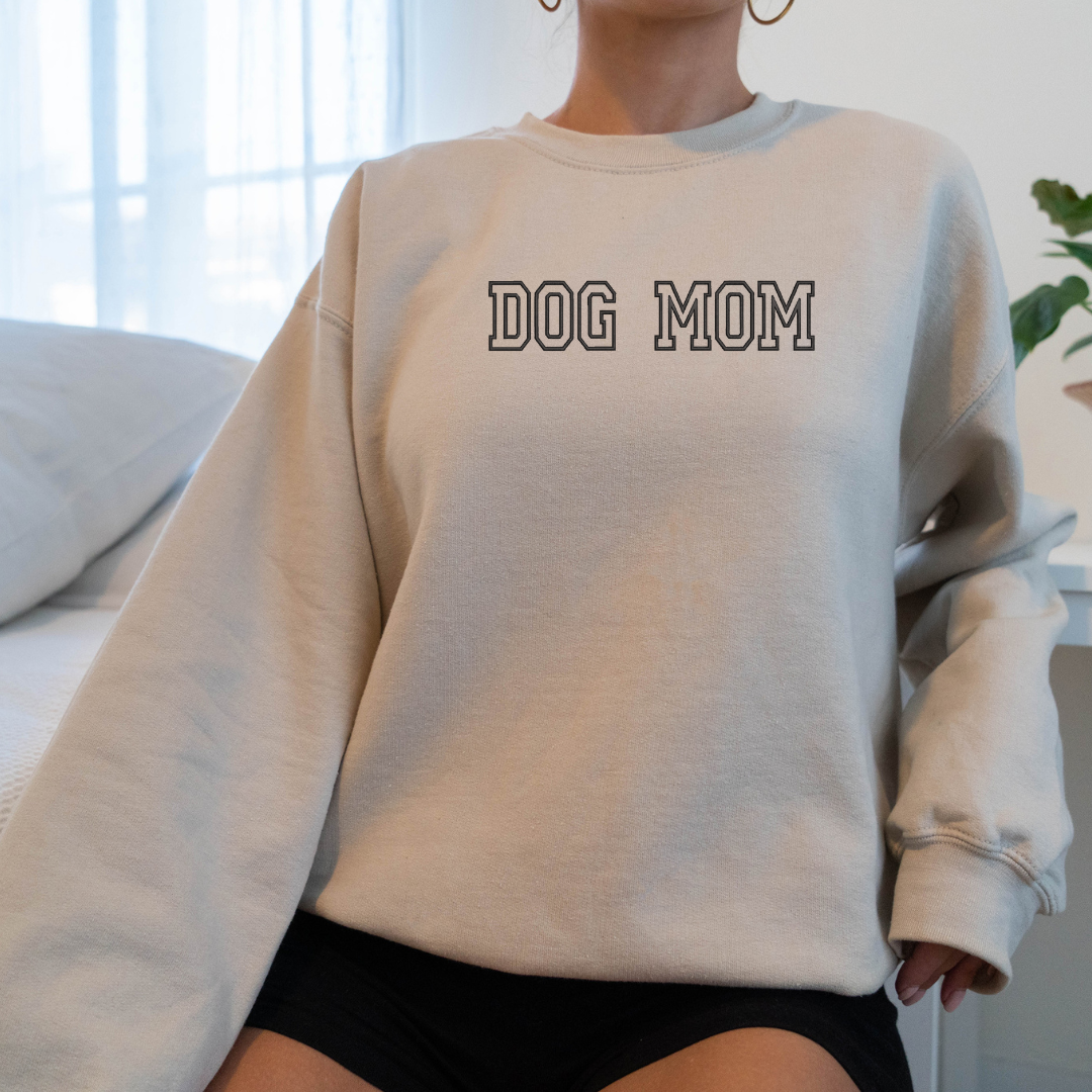 Dog Mom Embroidered Crewneck Sweatshirt (customizable)