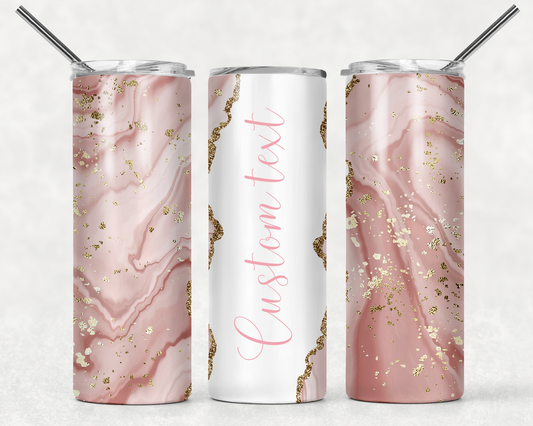 Personalized Pink Marble Tumbler
