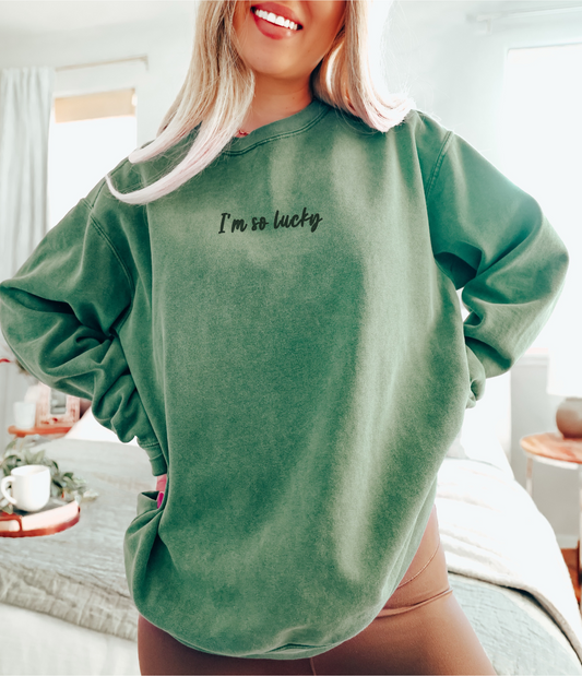 I’m so Lucky Embroidered Crewneck Sweatshirt