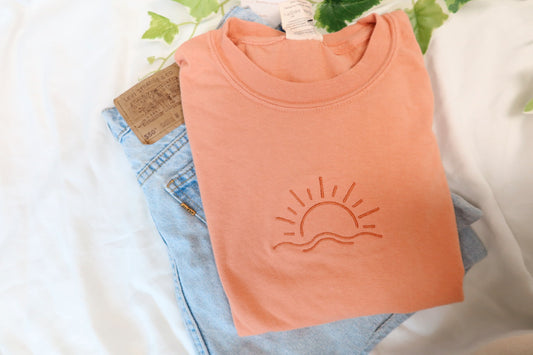 Terracotta Sunrise Embroidered Tshirt